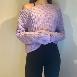 Forever 21 Purple Knit Cropped Sweater